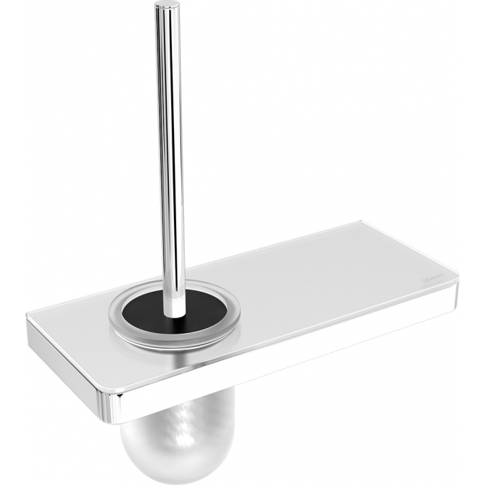 Ершик для унитаза LEMARK GLASS LINE с держателем и полкой, хром/белое стекло 9761031