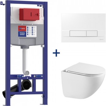 Сет: Инсталляция LEMARK PENEDA EXPERT + кнопка смыва BIT белый глянец + унитаз GLAZER белый глянец