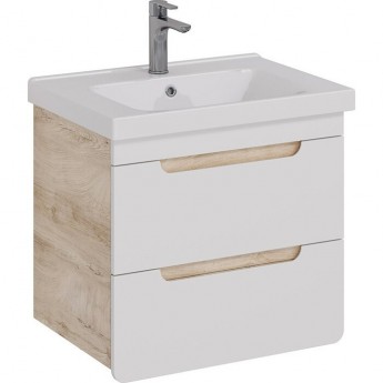 Тумба LEMARK OLIVIA 65 см под раковину, подвесная, 2 ящика, корпус Дуб кантри, фасад белый глянец Тумба LEMARK OLIVIA 65 см под раковину, подвесная, 2 ящика, корпус Дуб кантри, фасад белый глянец